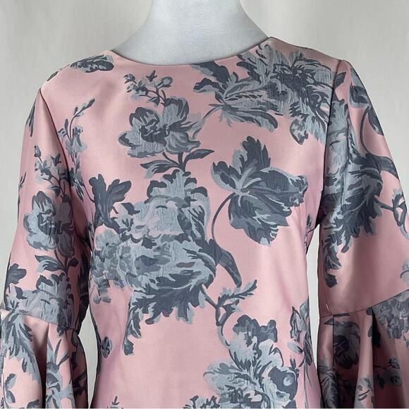 Badgley Mischka Powder Pink With Blue Floral Royal CastleCore Dress NWOT Size 6 - Picture 3 of 15